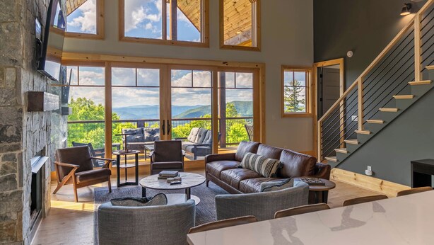House, Multiple Beds, Hot Tub, Mountain View (Wine Down at Eagles Nest) | Living area | Fireplace - Wine Down at Eagles Nest (Elk Park)