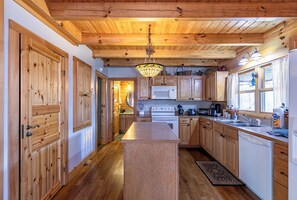 Cabin, Multiple Beds, Patio, Mountain View (Our Neck of the Woods at Hidden Lake) | Private kitchen | Coffee/tea maker