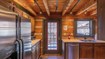 Cabin, Multiple Beds, Hot Tub, Mountain View (A River Runs Through It) | Private kitchen | Coffee/tea maker