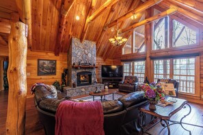 House, Multiple Beds, Hot Tub, Mountain View (Running Waters Lodge at Eagles Nest) | Living area - Running Waters Lodge at Eagles Nest (Banner Elk)