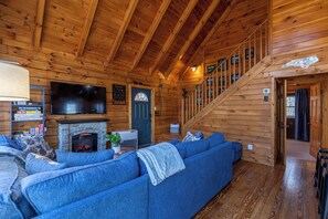 House, Multiple Beds, Hot Tub, Mountain View (Adventure Creek) | Living area | Fireplace - Adventure Creek (Boone)