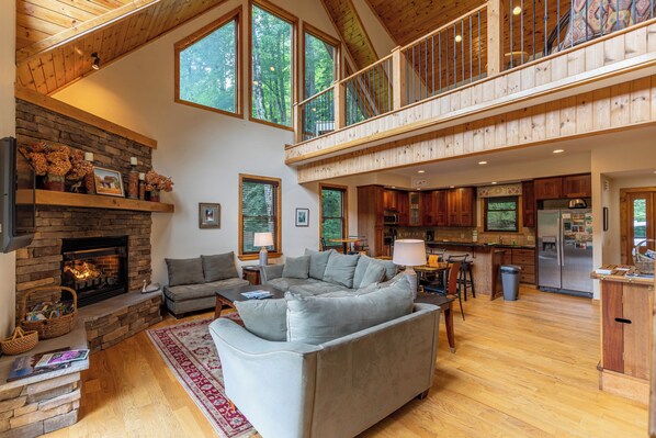 Cabin, Multiple Beds, Hot Tub, Mountain View (Hideaway Mountain) | Living area | Fireplace - Hideaway Mountain (Banner Elk)
