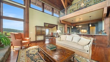 House, Multiple Beds, Patio, Mountain View (Overlook at Wilderness Trail) | Living area | 50-inch flat-screen TV with digital channels, fireplace