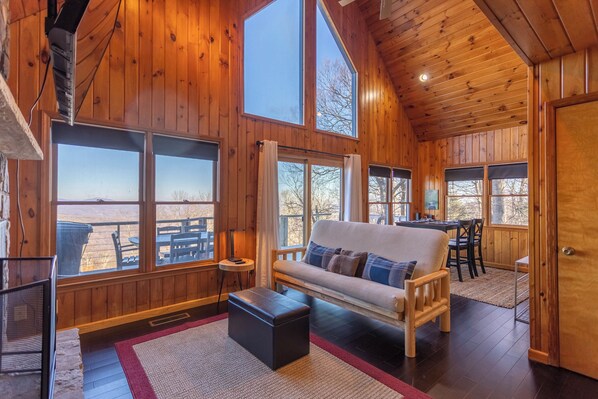 Cabin, Multiple Beds, Patio, Mountain View (Owen's Perch) | Living area | Fireplace - Owen's Perch (Boone)