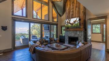 Cabin, Multiple Beds, Hot Tub, Mountain View (Birds Eye View at Eagles Nest) | Living area | Fireplace