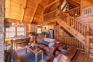Cabin, Multiple Beds, Hot Tub, Mountain View (Highlander Hideaway) | Living area | Fireplace - Highlander Hideaway (Newland)