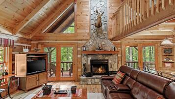 Cabin, Multiple Beds, Hot Tub, Mountain View (Trails End at Valle Crucis) | Living area | Fireplace