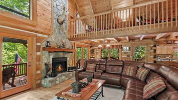 Cabin, Multiple Beds, Hot Tub, Mountain View (Trails End at Valle Crucis) | Living area | Fireplace