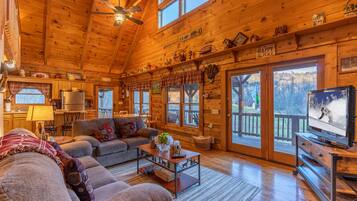 Cabin, Multiple Beds, Hot Tub, Mountain View (Apple Cove) | Living area | Fireplace
