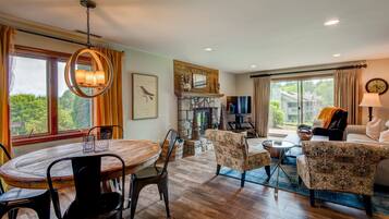 Condo, Multiple Beds, Pool Access, Mountain View (Chetola: Cardinal 101) | Living area | Fireplace
