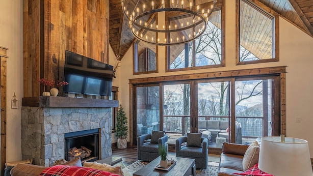 Cabin, Multiple Beds, Hot Tub, Mountain View (Firesky Lodge at Eagles Nest) | Living area | Fireplace - Firesky Lodge at Eagles Nest (Banner Elk)