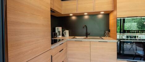 Fridge, microwave, oven, dishwasher