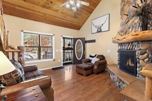 TV, fireplace, offices