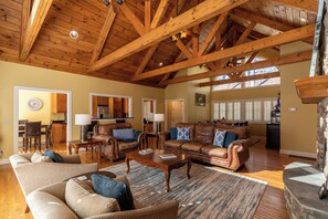 House, Multiple Beds, Hot Tub, Mountain View (Moonlight Manor) | Living area | Fireplace - Moonlight Manor (Sugar Grove)