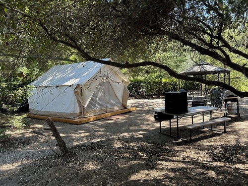12x14 Cabin Tent. 4.5 miles to the Sequoia National park entrance.