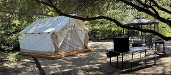 12x14 Cabin Tent. 4.5 miles to the Sequoia National park entrance.