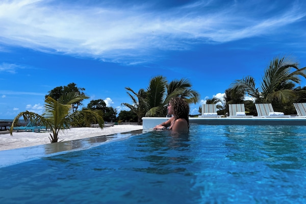Outdoor pool, sun loungers