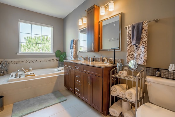 Shower, jetted tub