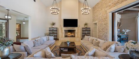 Smart TV, fireplace, video games, table football