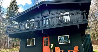 Pet-friendly winter retreat in the woods with fireplace near Okemo + Killington