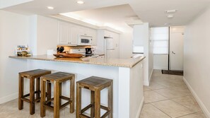Fridge, microwave, dishwasher, toaster - Located 11 stories above the lush green spaces of the resort, this private balcony offers unobstructed views of the resort and the beach. (Marco island)