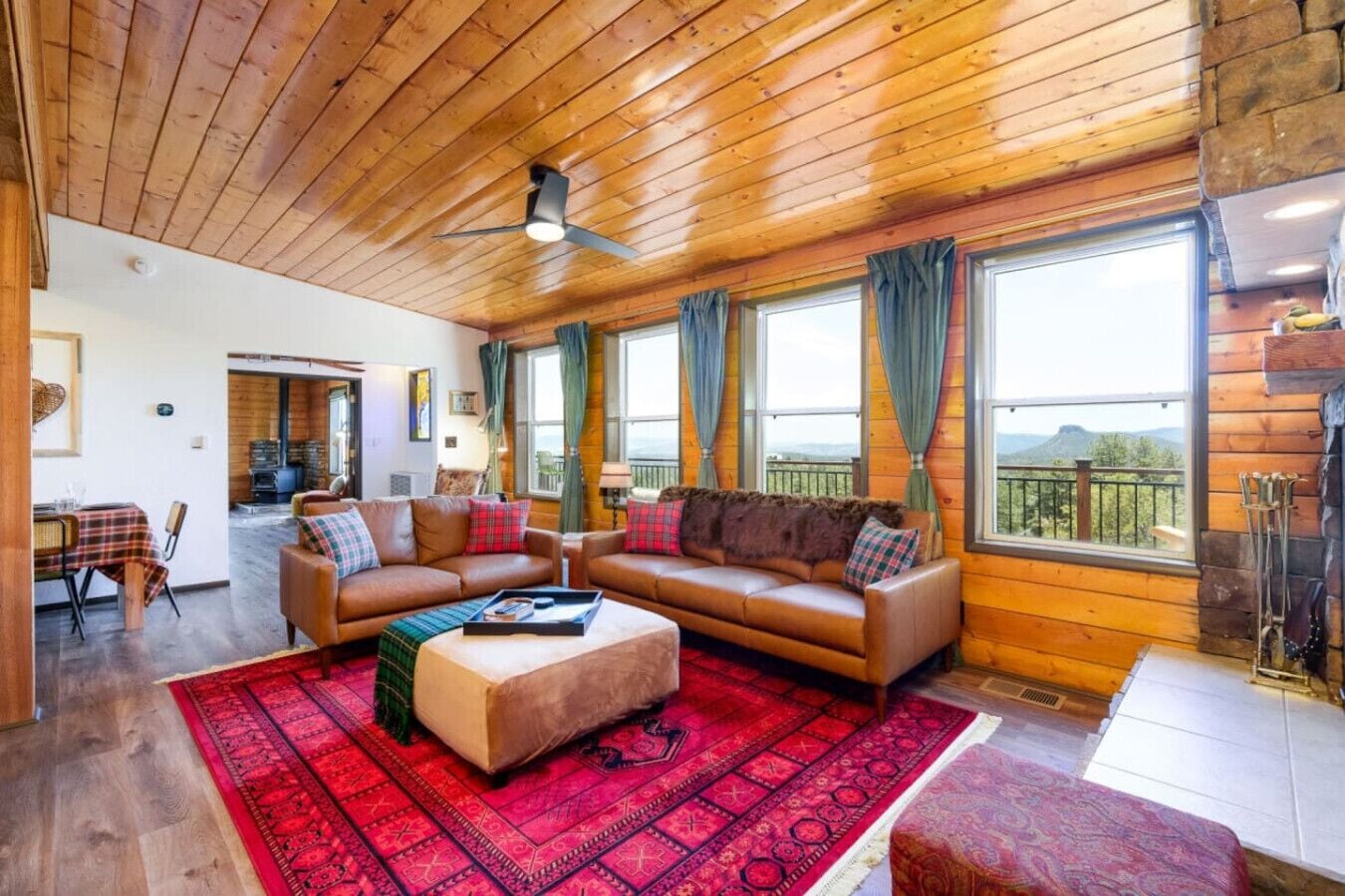 Smart TV, fireplace, video games, DVD player