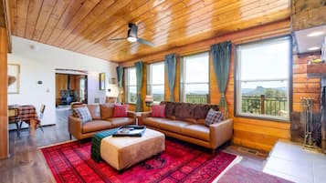 Smart TV, fireplace, video games, DVD player