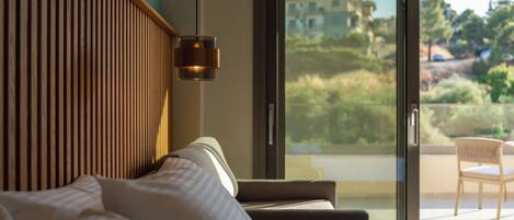 Junior Room, 1 Queen Bed with Sofa bed, Balcony, Partial Sea View | In-room safe, desk, free WiFi, bed sheets