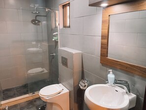 Dusche, Handtücher, Seife, Toilettenpapier