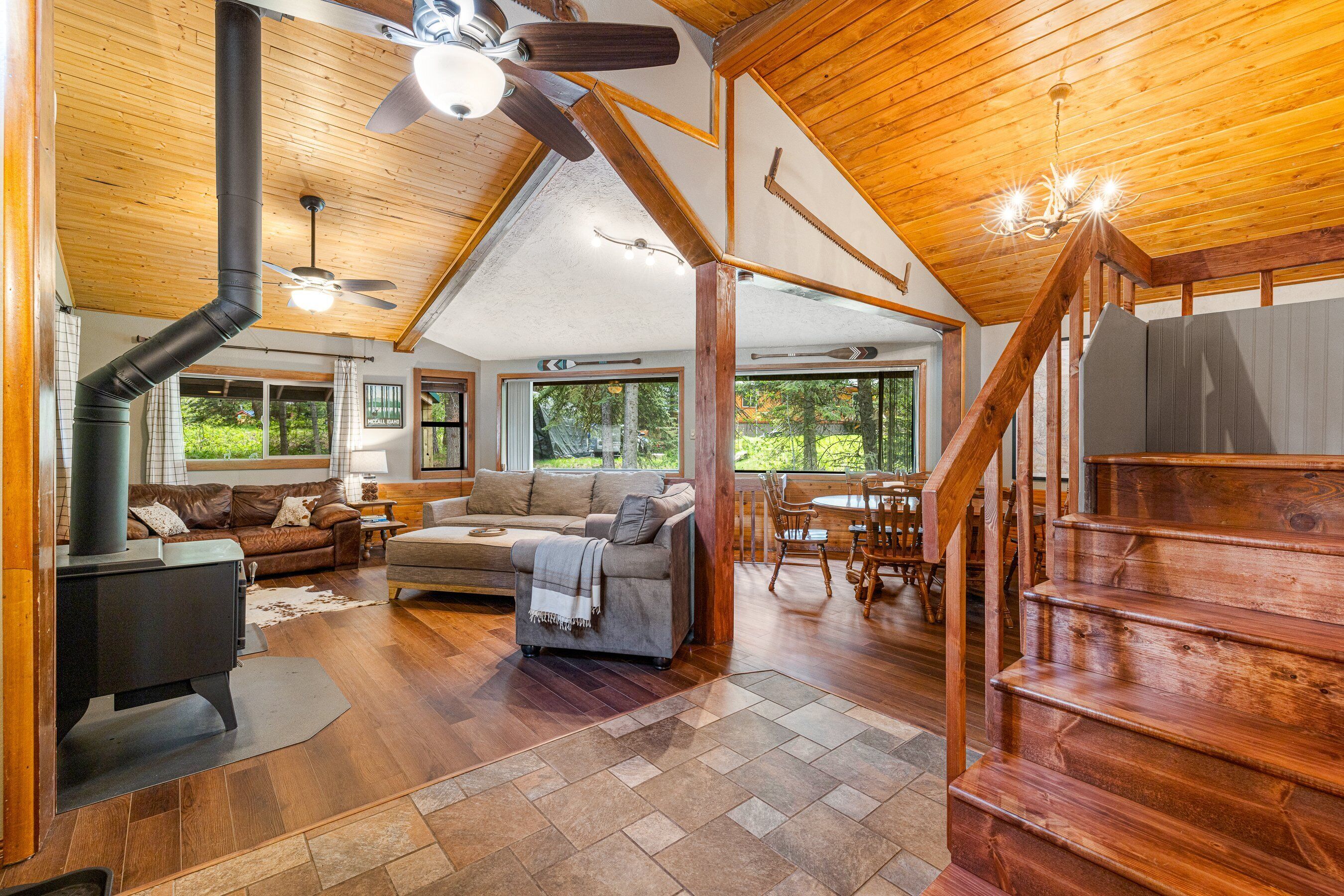 Smart TV, chimenea y libros 