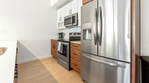 Fridge, dining tables