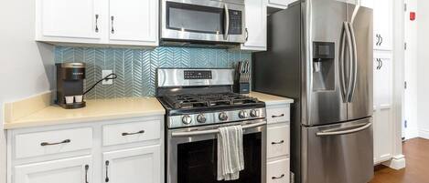 Fridge, dining tables