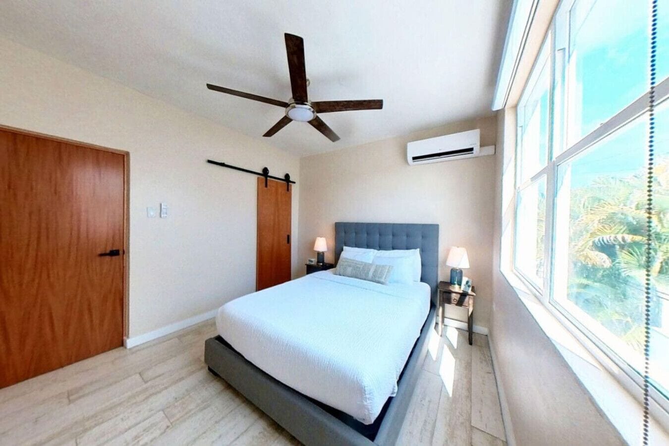 1 bedroom, desk, iron/ironing board, travel crib