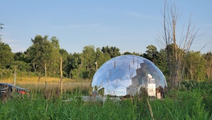 A large, dome-shaped structure in a grassy field with trees in the background. - Dome in Wildlife

 (Martville)