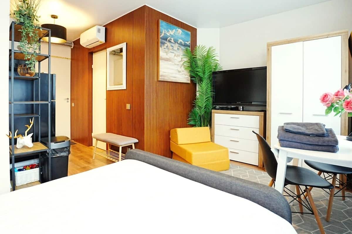 Standard Studio, Multiple Beds, Air conditioning | Living area | 42-inch flat-screen TV with digital channels