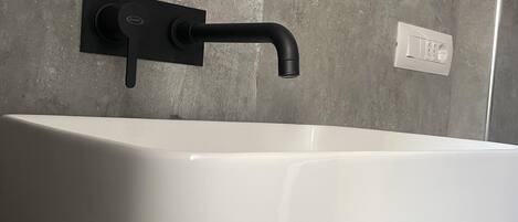 Regadera, secadora de cabello, bidet, toallas