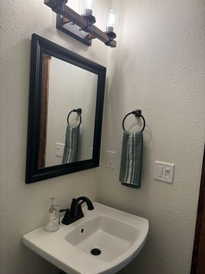 Shower, hair dryer, towels - Cozy Cabin with Stunning Views (Seward)