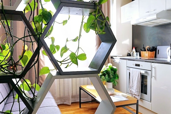Refrigerador con freezer, microondas, horno, placa de cocina
