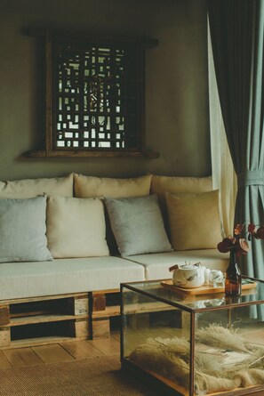 Design dubbelrum - utsikt mot bergen | Vardagsrum