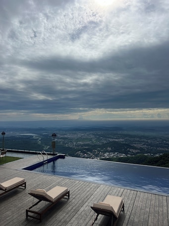 Outdoor pool, pool umbrellas