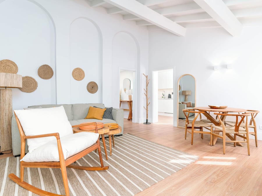 One-Bedroom Apartment with sofa bed | Living area | 50-inch TV with satellite channels