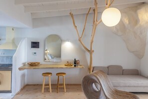 Estudi en suite sènior | Caixa forta a l'habitació, escriptori i planxa i posts de planxar 