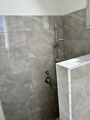 Shower, free toiletries, hair dryer, bidet