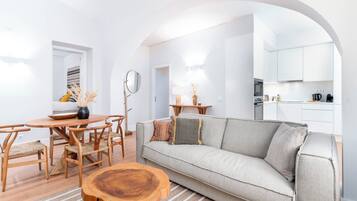 Comfort Apartment, 2 Bedrooms, Terrace | Living area | 50-inch Smart TV with satellite channels