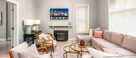 TV, fireplace, offices