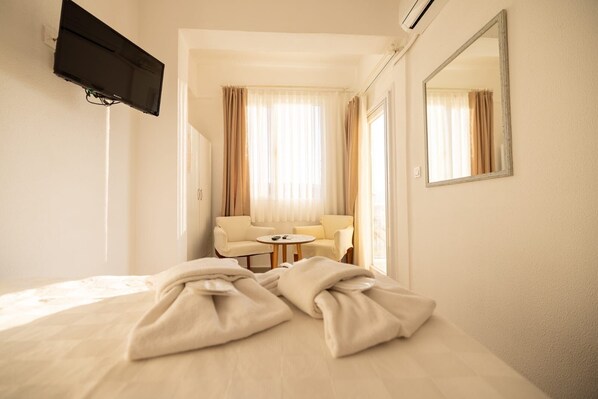 Quarto casal ou duplo econômico, vista para o jardim | Escrivaninha, espaço de trabalho para notebook, Wi-Fi de cortesia