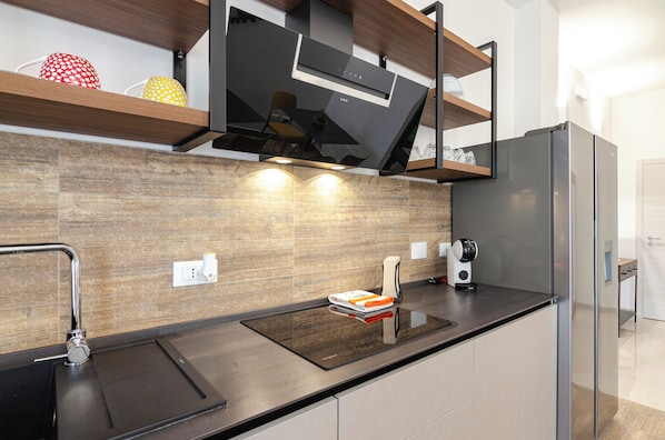 Fridge, microwave, dishwasher, toaster