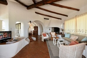 TV, fireplace, offices - Beautiful Villa with private pool and Jacuzzi few steps from centre (Porto Cervo)