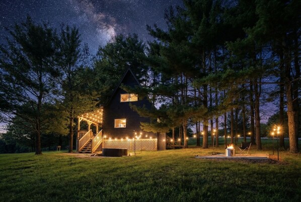 Exterior - Starlit Hot Tub & Fire Pit | Modern Cabin for Two (Logan)