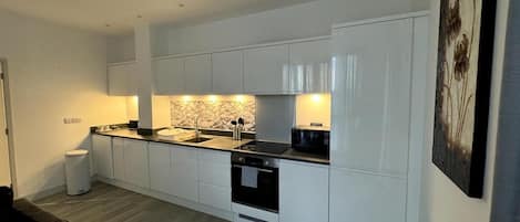 Apartment | Private kitchen | Fridge, microwave, oven, stovetop